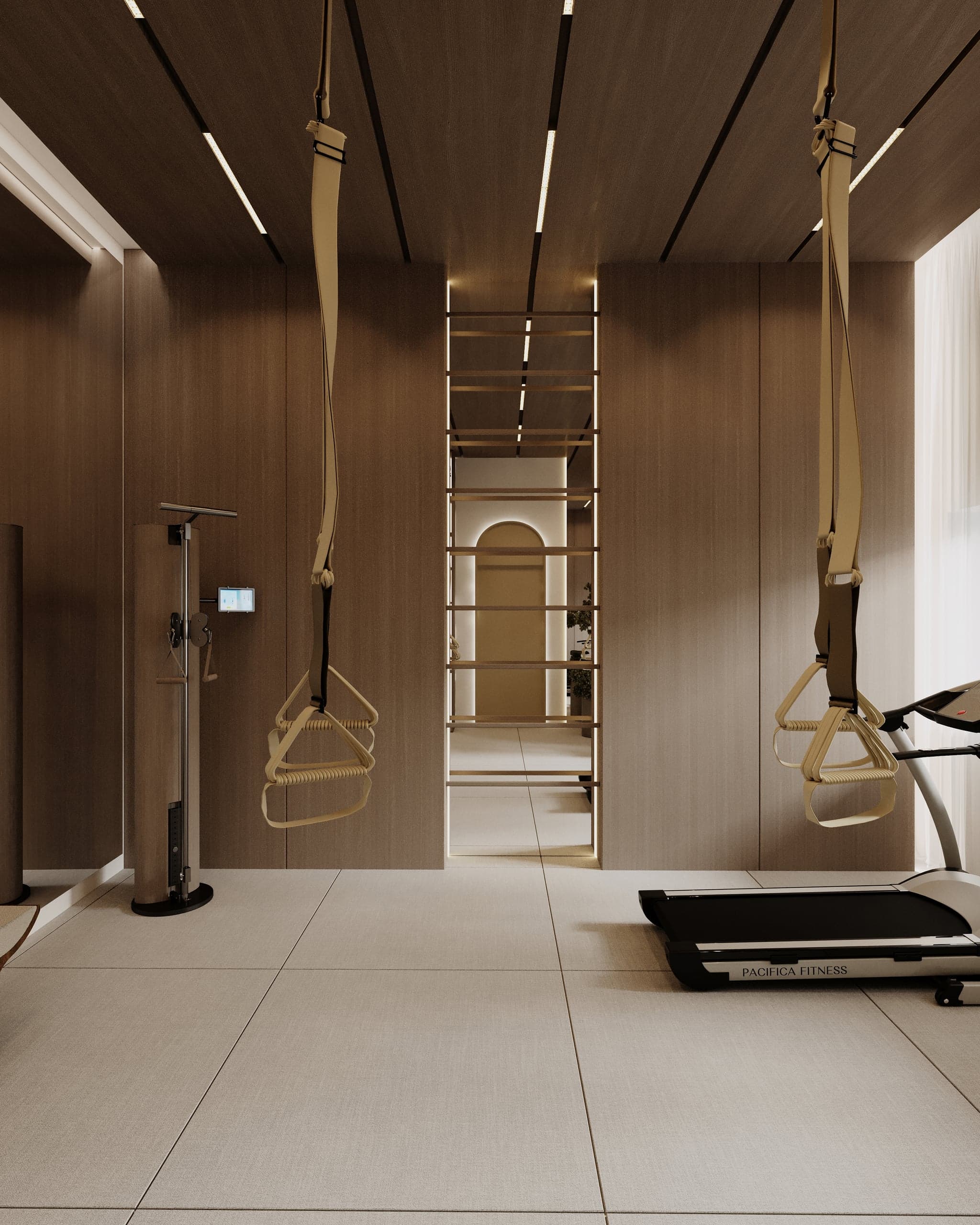 Sală de kinetoterapie cu spalier și TRX în Clinica de Fizioterapie