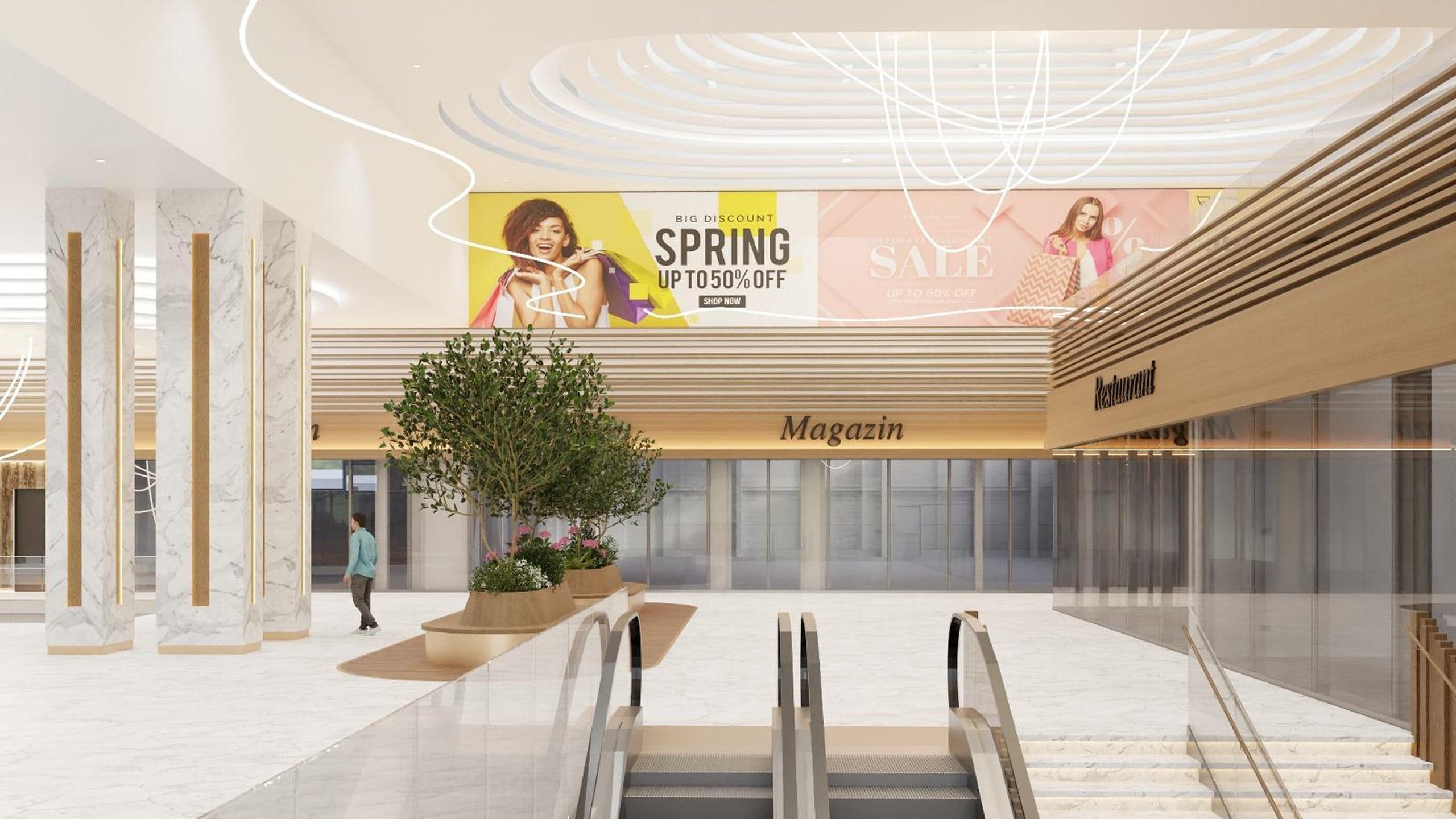 Interior comercial din Mall Ario amenajat de PODOQ Studio
