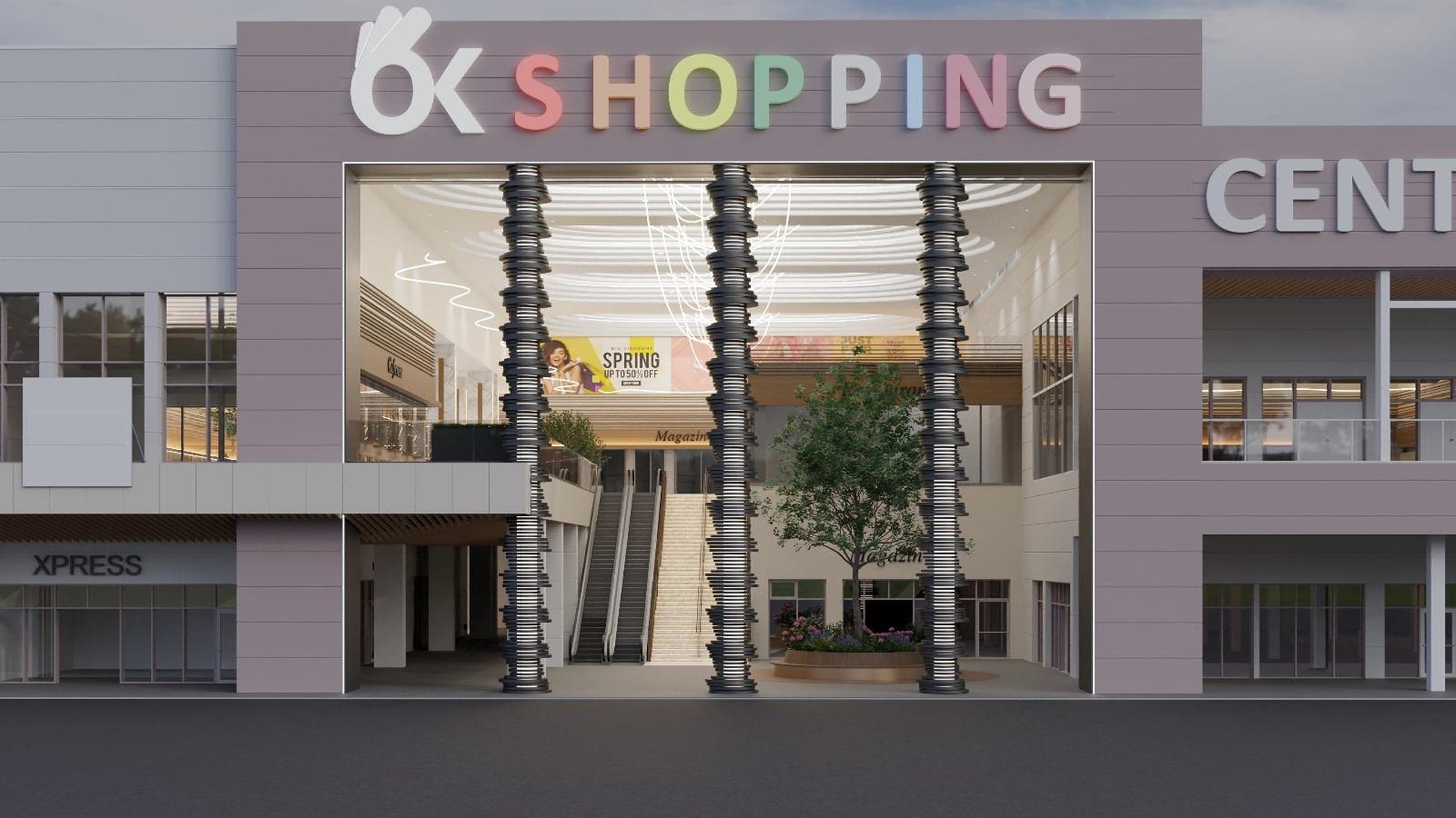 Perspectivă finală asupra atriumului Mall Ario