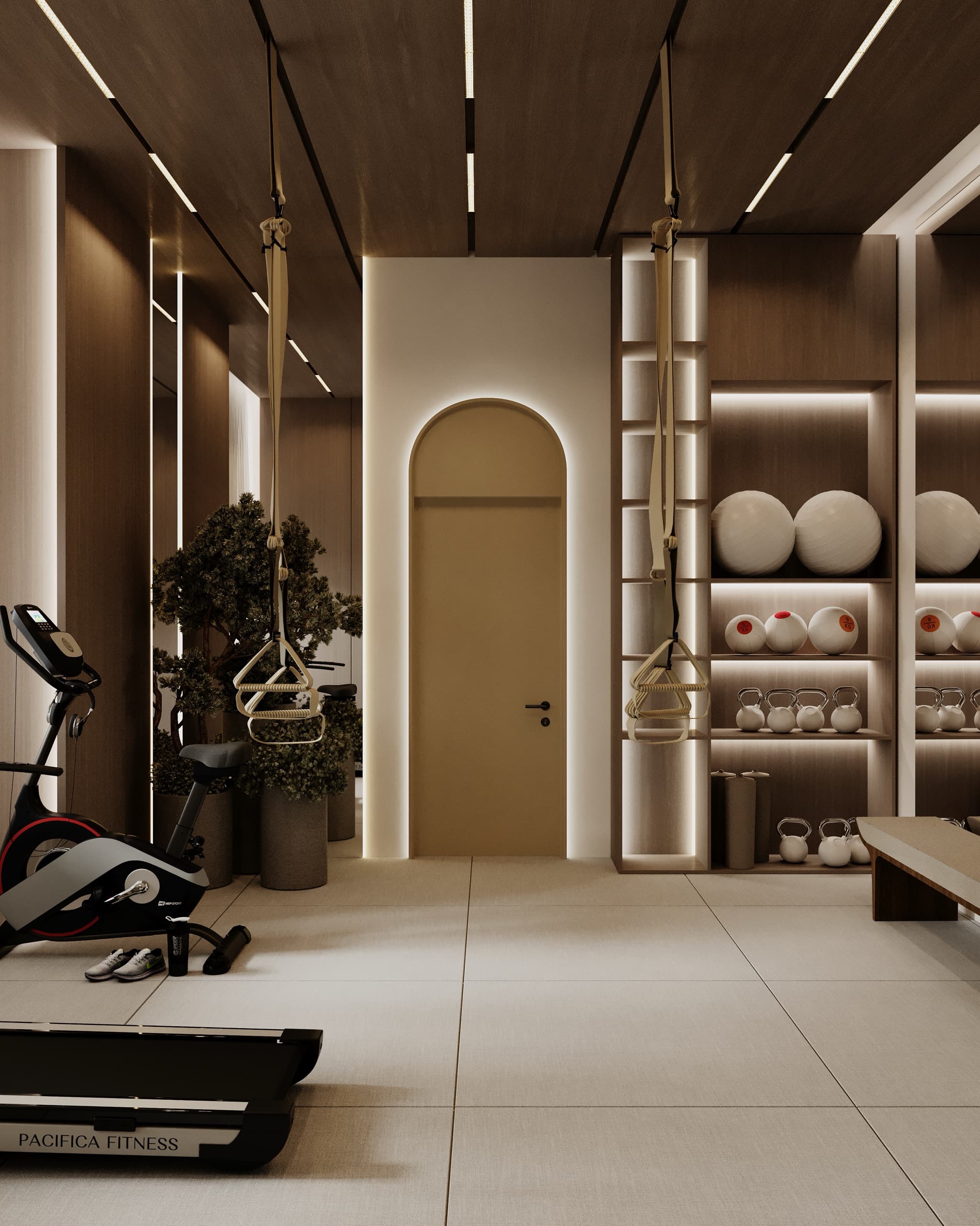 Interiorul principal al clinicii de fizioterapie amenajate de PODOQ Studio