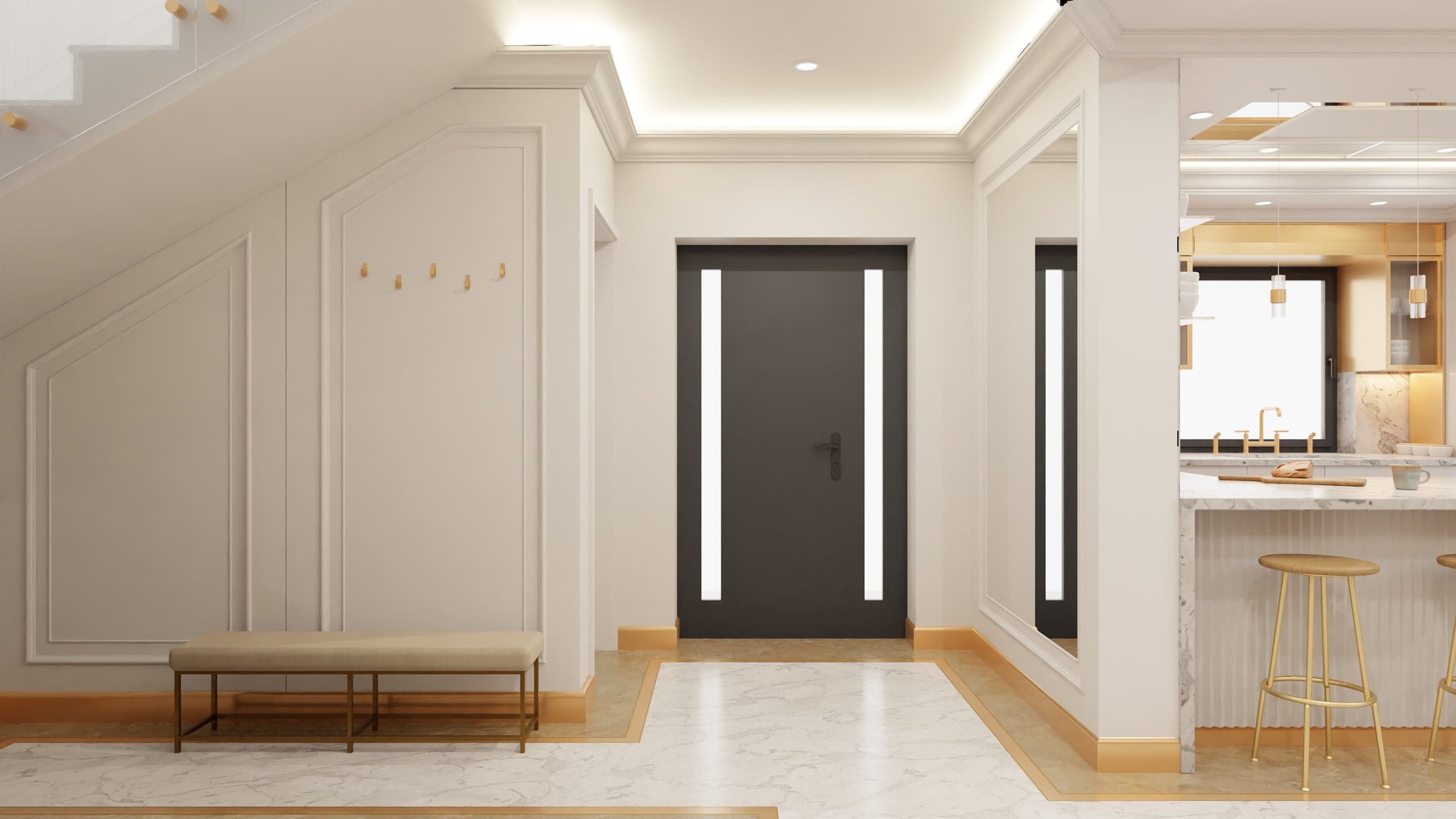 Zonă de living din Reședința Thesa amenajată de PODOQ Studio