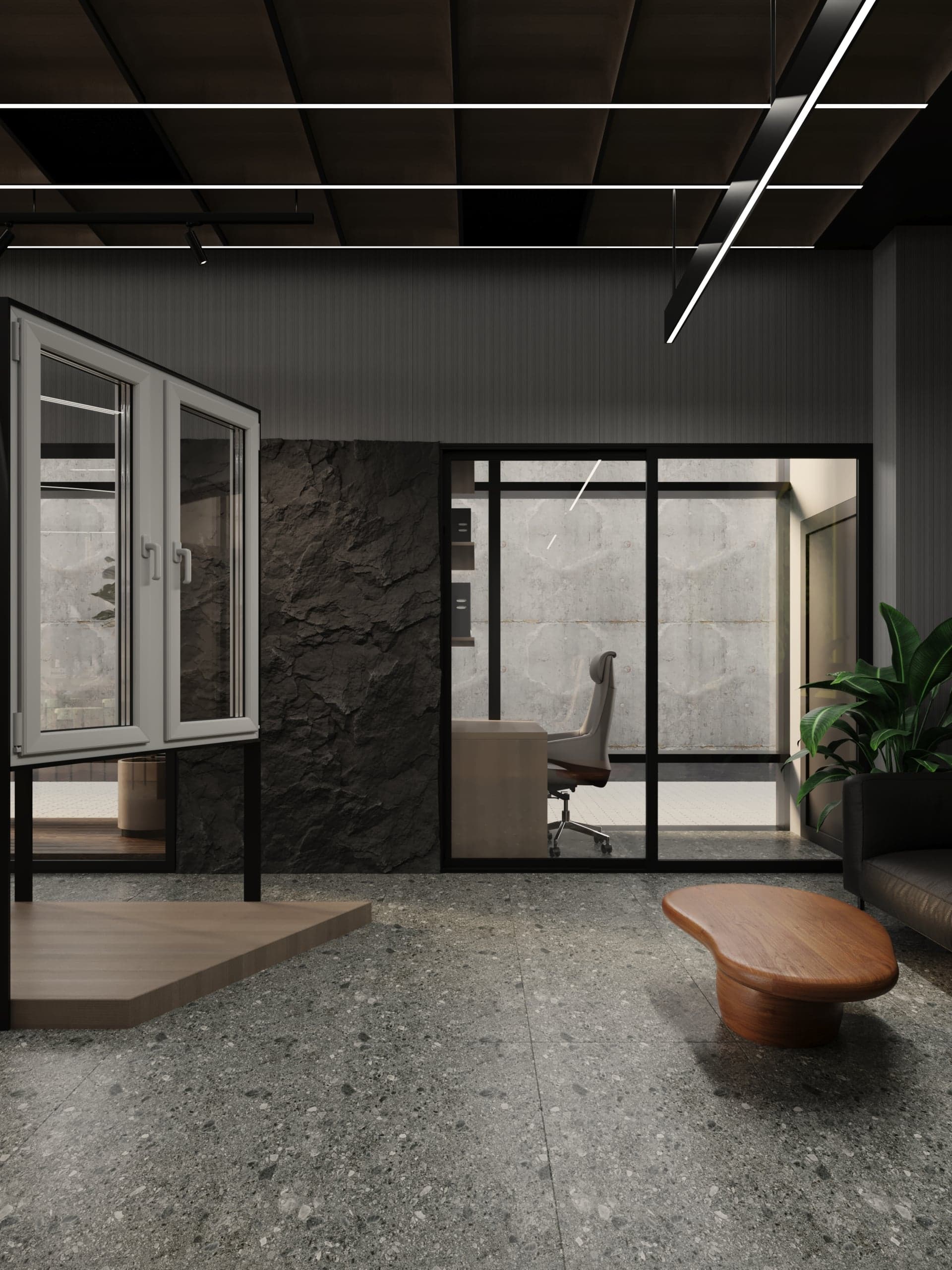 Showroom Deco Plast cu expunere de ferestre și lounge