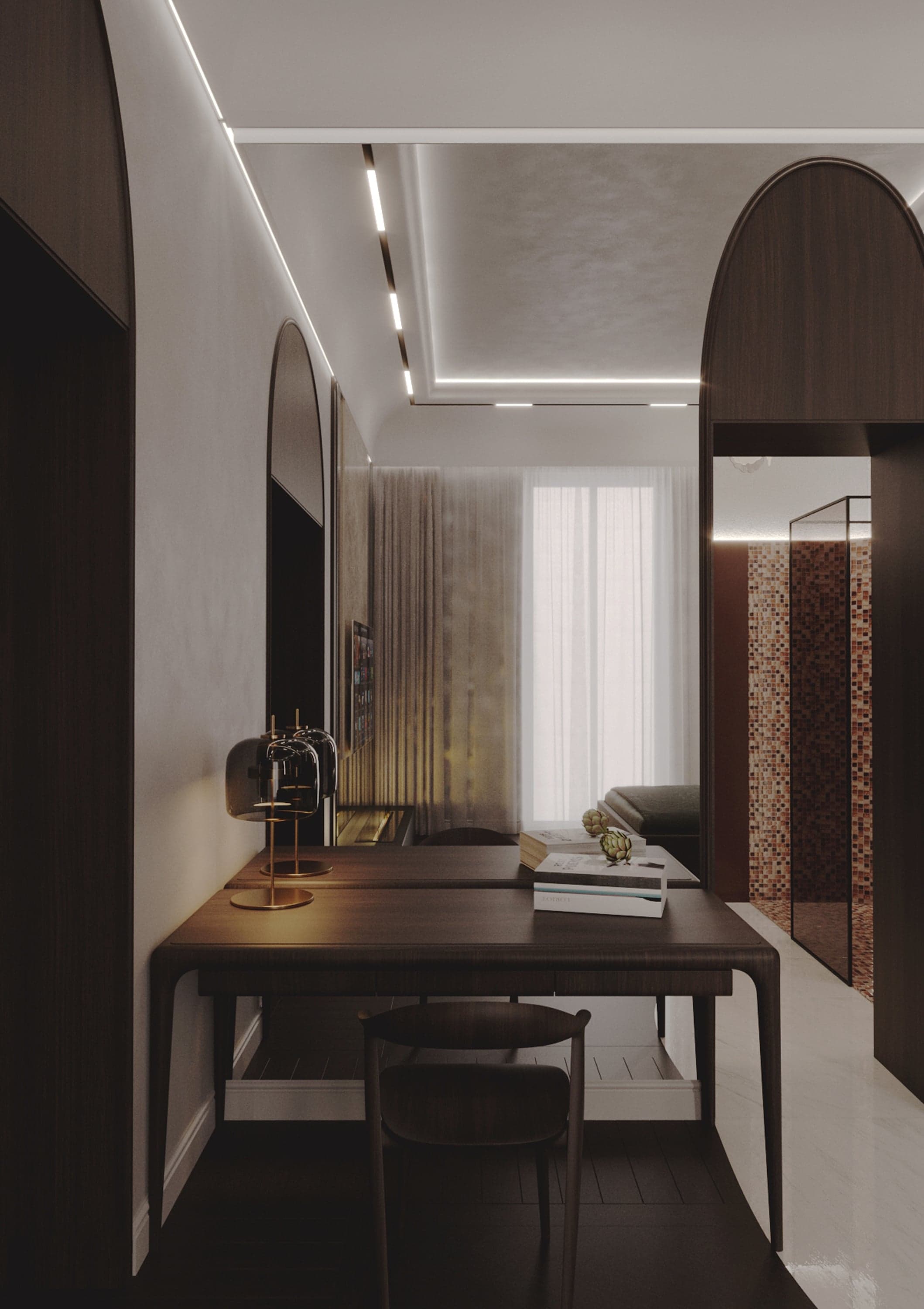 Perspectivă asupra dormitorului din Apartament Veneția