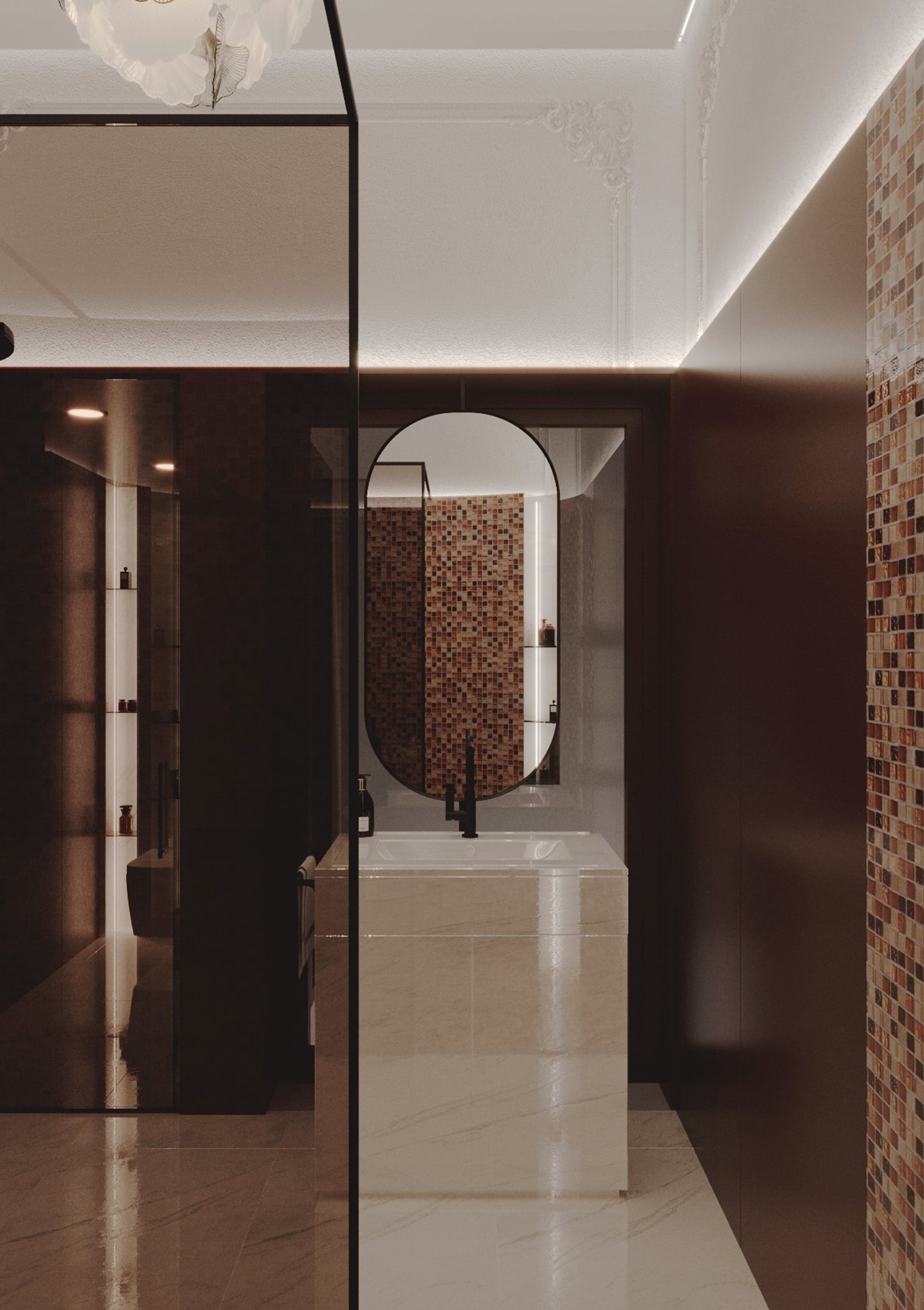 Baie deschisă cu cadă freestanding în Apartament Veneția